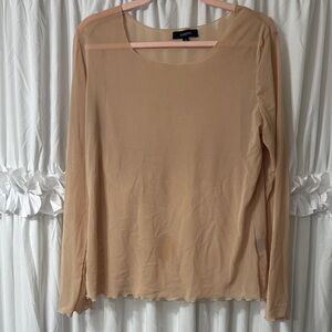 Kaktus Sheer Beige Long Sleeve Blouse